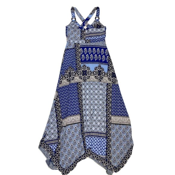 *INC International Concepts Maxi Dress Womens Size S Blue Mixed Print Boho Beach - Picture 4 of 6